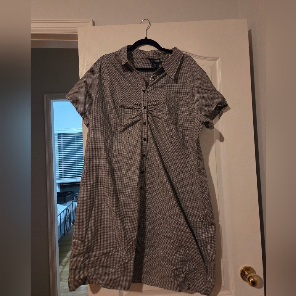 NWT  size 24 US black and white gingham shirt dress by Lane Bryant